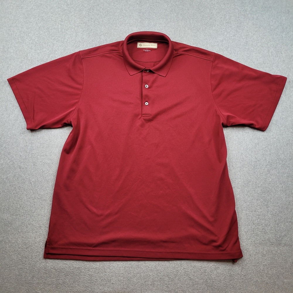 Donald Ross Polo Shirt Mens Large Red Short Sleeve Golf Performance Polyester